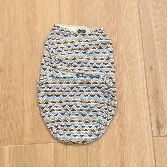 Mud pie infant swaddle wrap blanket sleep sack blue brown 0-3 months - Picture 1 of 4